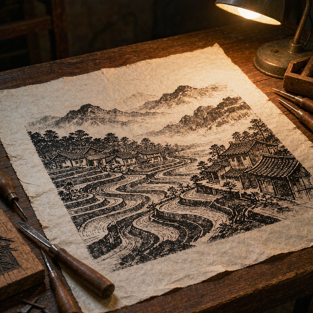 军营村木刻版画